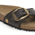 Birkenstock Women's Madrid Big Buckle Raffia Textile in Black - Getoutside Shoes