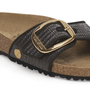 Birkenstock Women's Madrid Big Buckle Raffia Textile in Black - Getoutside Shoes