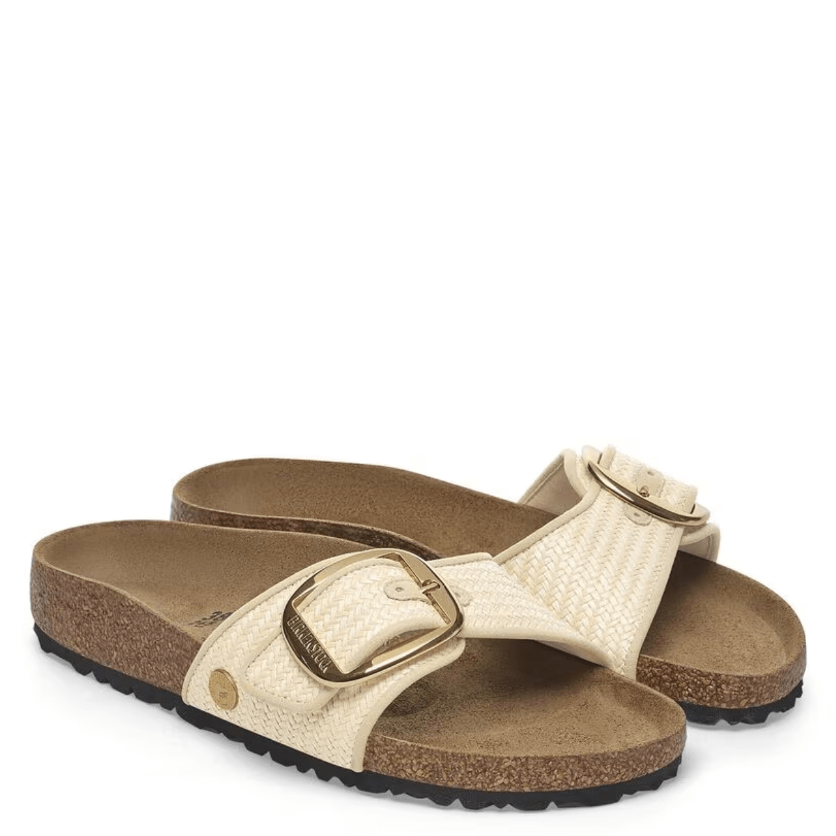 Birkenstock Women's Madrid Big Buckle Raffia Textile in Naturale - Getoutside Shoes