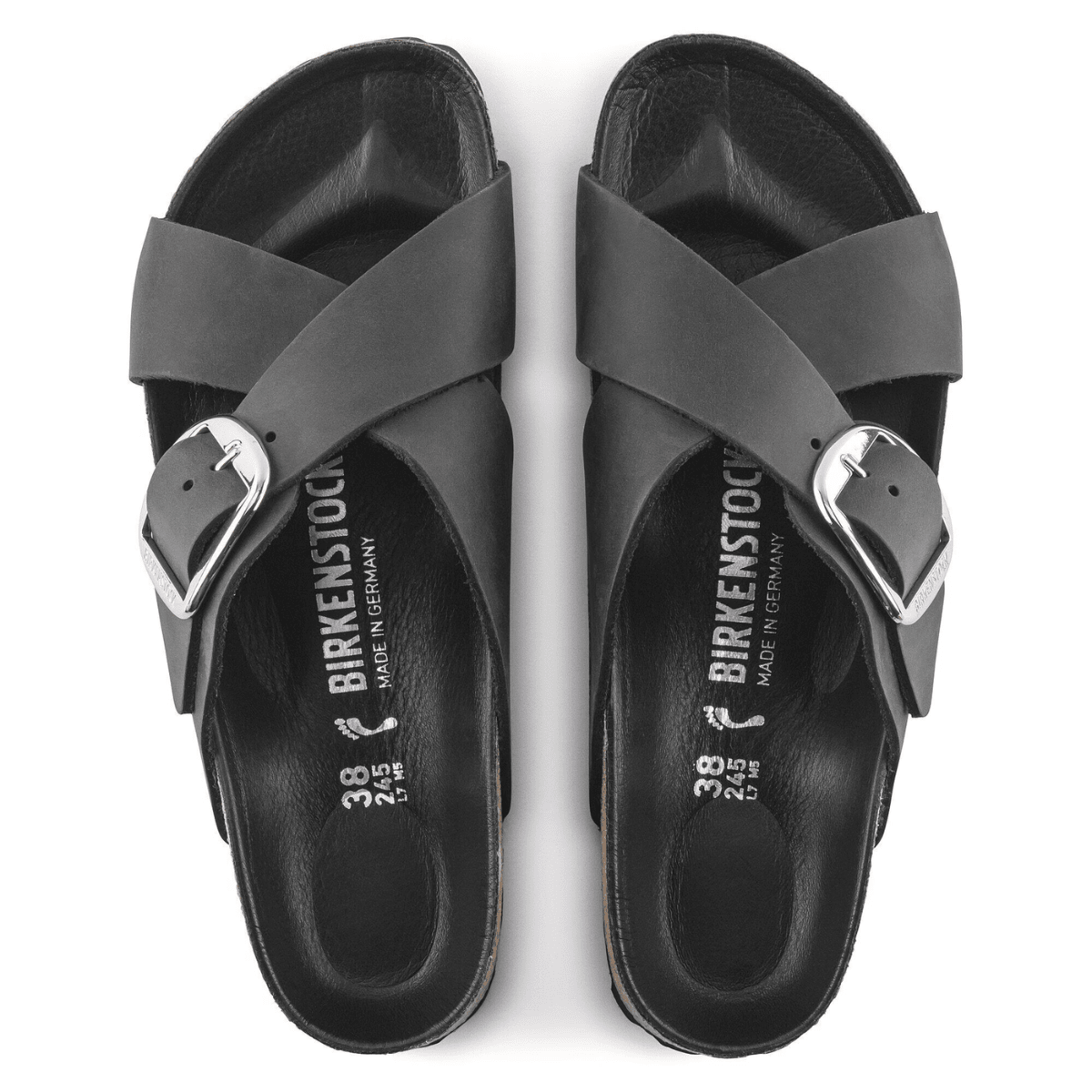 Birkenstock Women's Siena Big Buckle Oiled Leather in Black - Getoutside Shoes