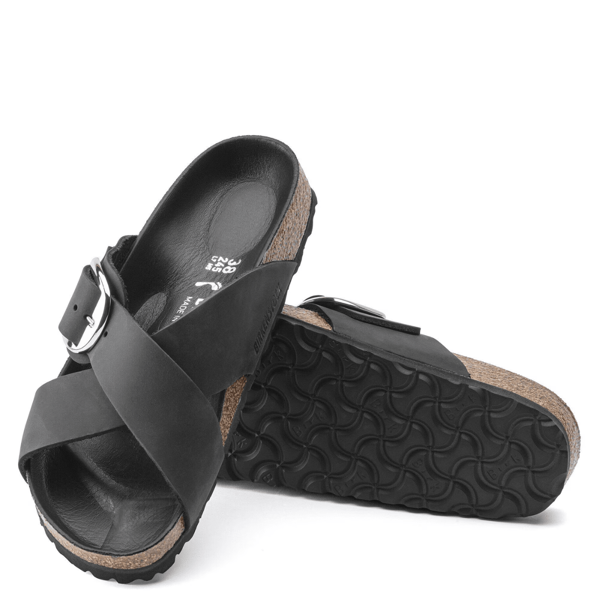 Birkenstock Women's Siena Big Buckle Oiled Leather in Black - Getoutside Shoes