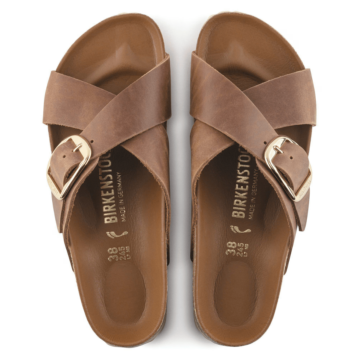Birkenstock Women's Siena Big Buckle Oiled Leather in Cognac - Getoutside Shoes