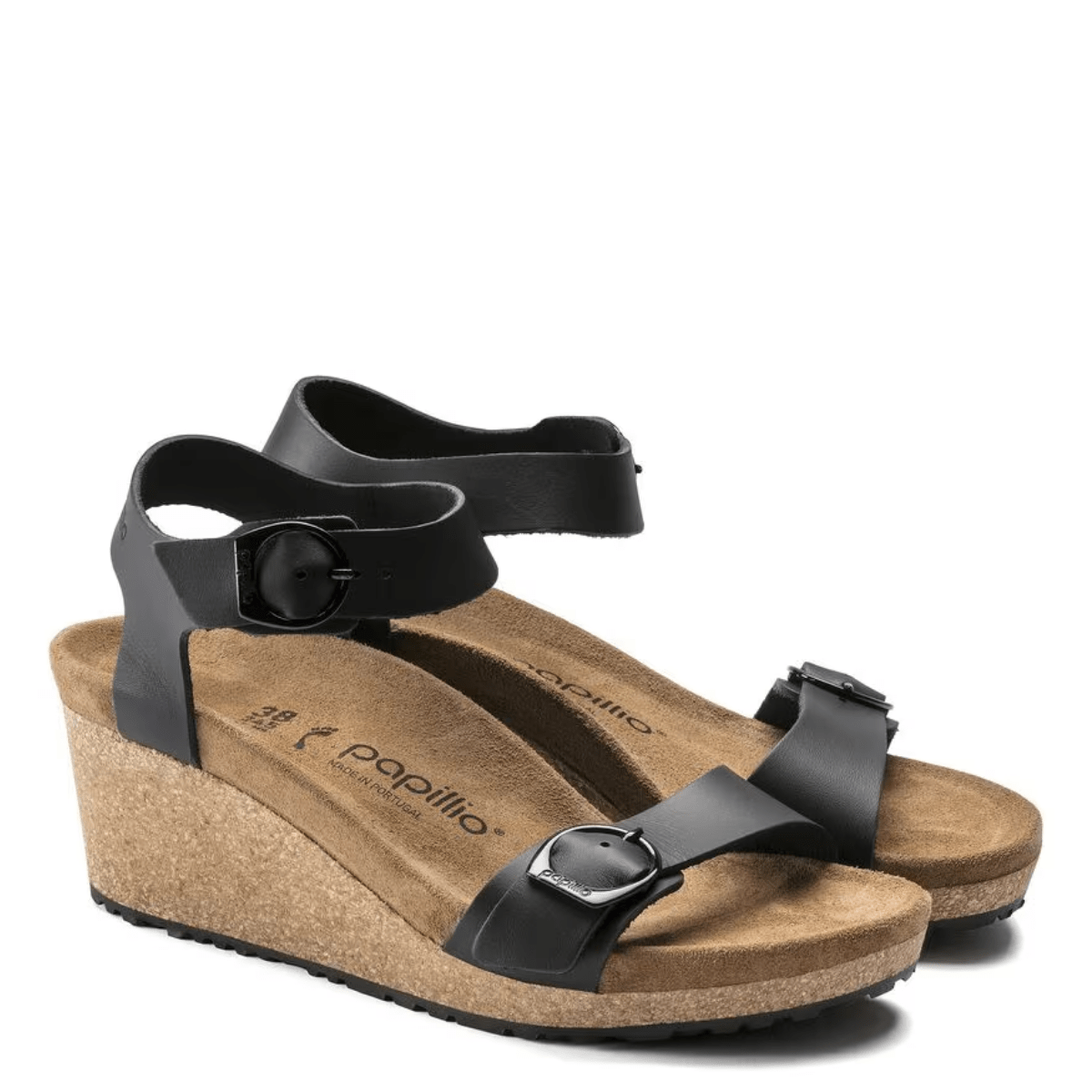 Birkenstock Women's Soley Leather in Black - Getoutside Shoes