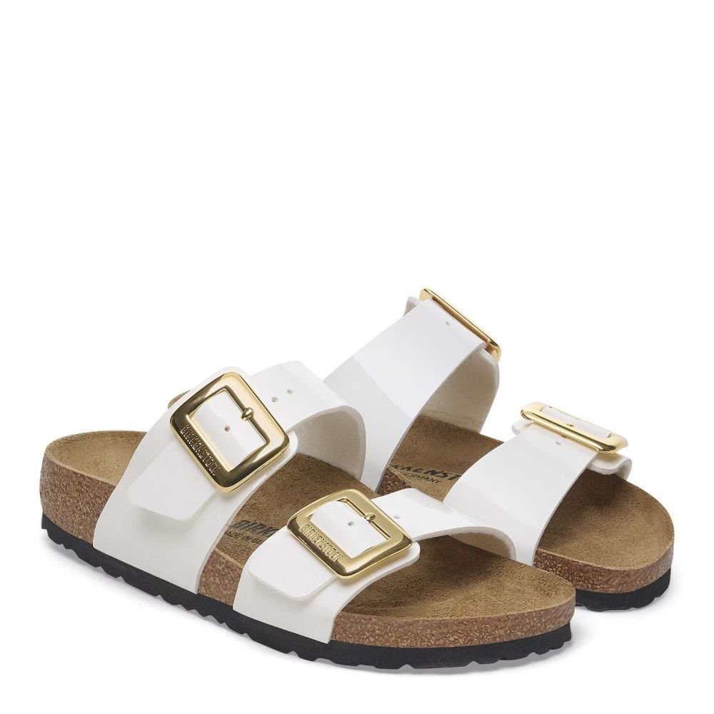 Birkenstock Women's Sydney Luxe Buckle Birko - Flor in Patent White - Getoutside Shoes