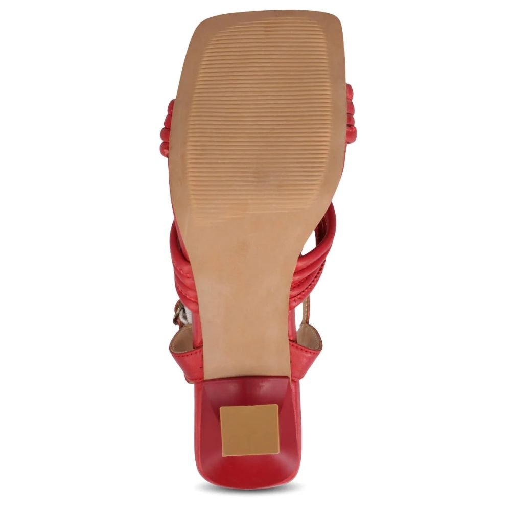 Bueno Women's Windsor Heeled Sandal in Red - Getoutside Shoes