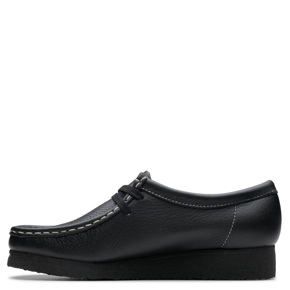 Clarks Women's Wallabee in Black Tumbled Leather