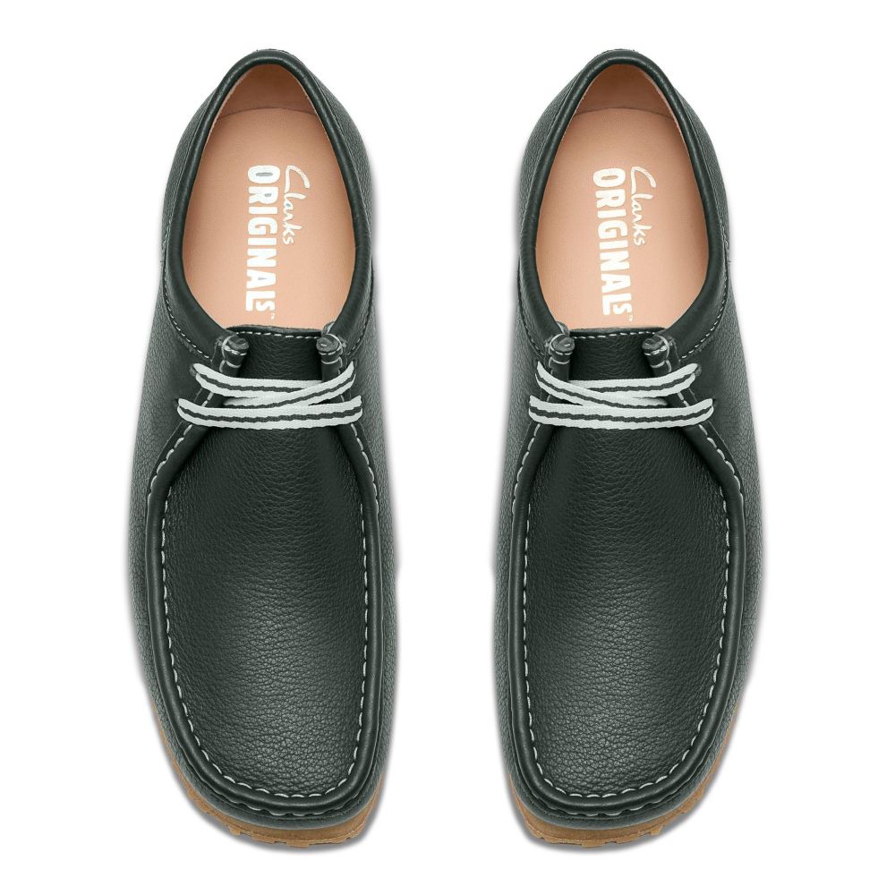 Clarks Men's Wallabee RB in Dark Green Leather