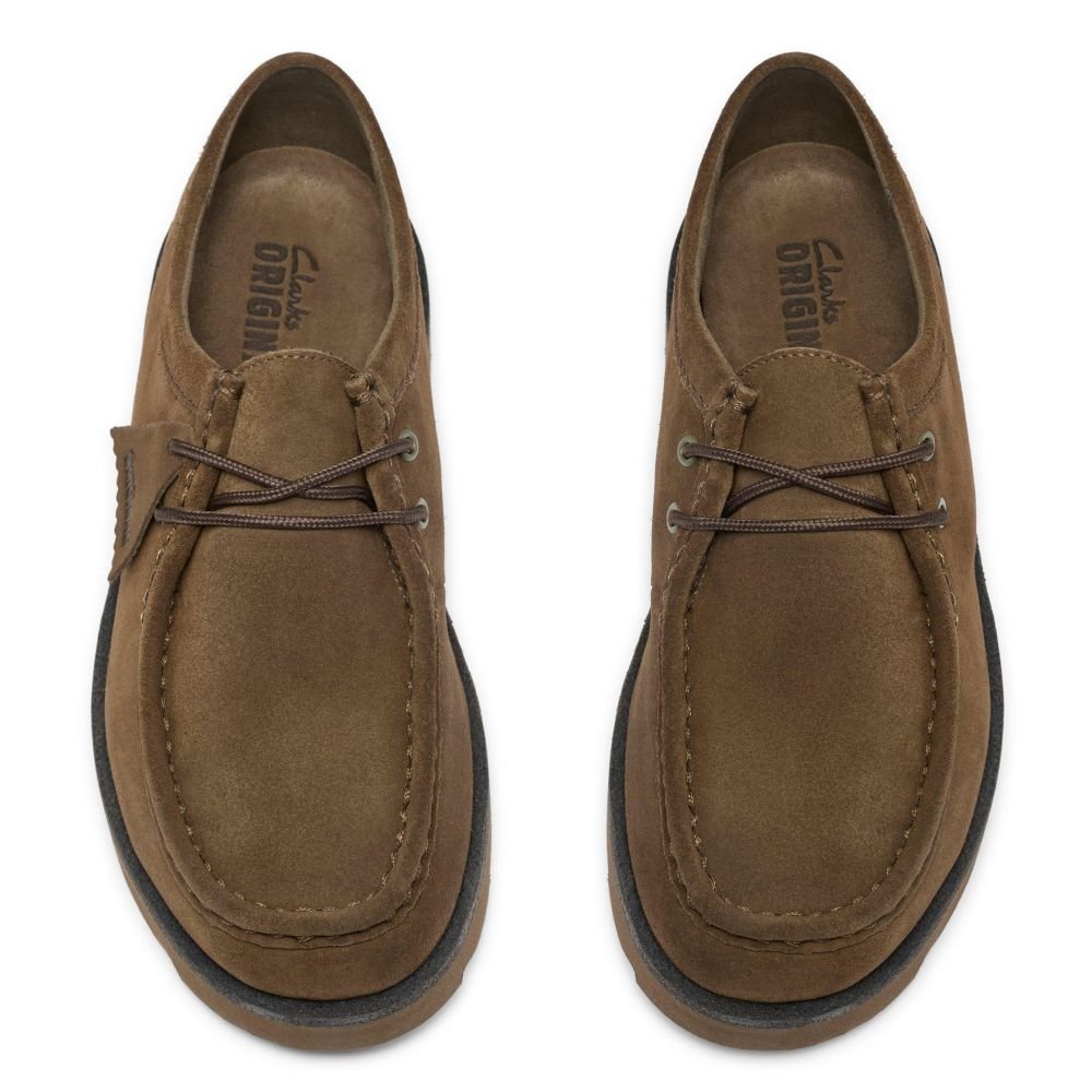 Clarks Men's Meare Walla in Dark Olive Suede - Getoutside Shoes