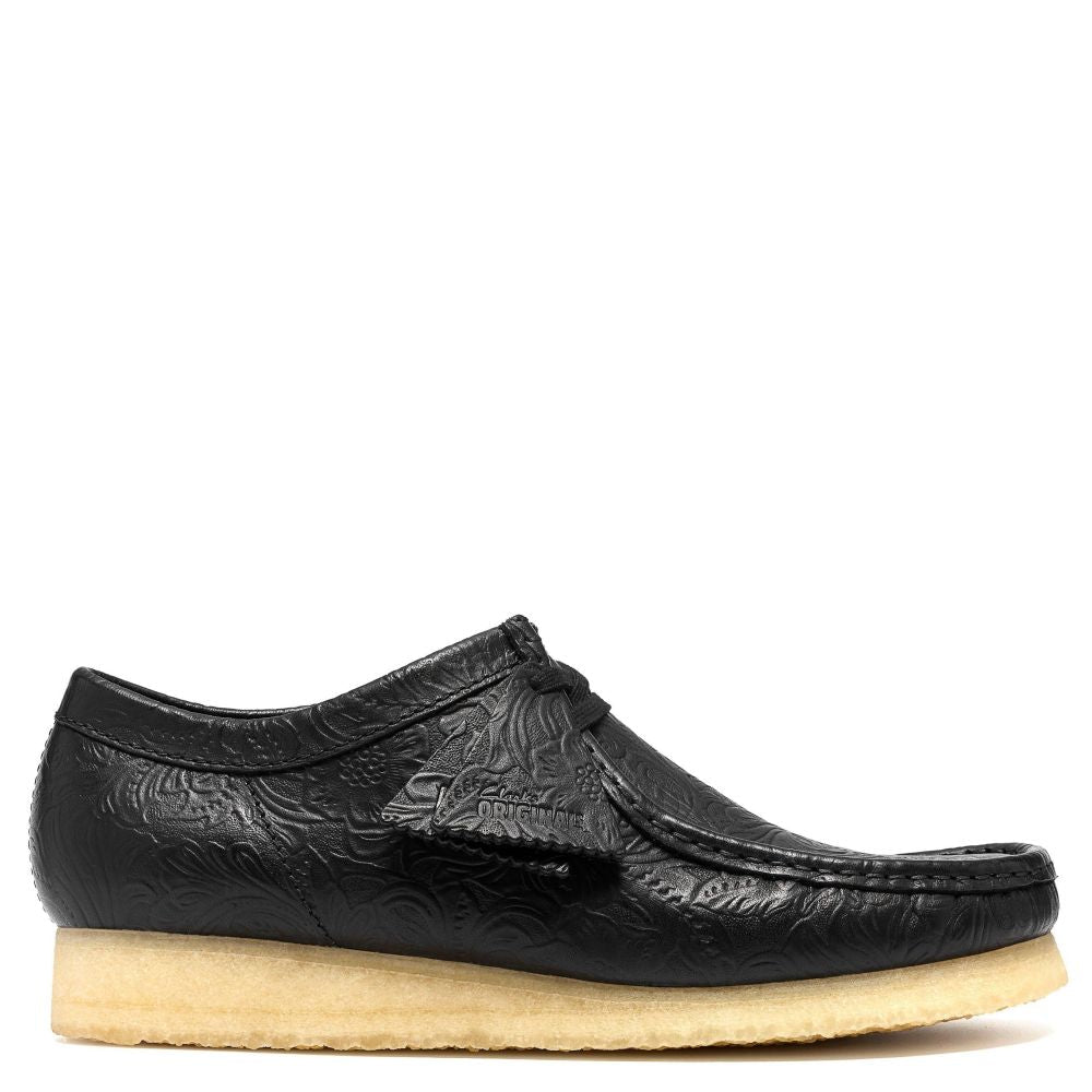 Clarks Men's Wallabee in Black Leather Embossed - Getoutside Shoes