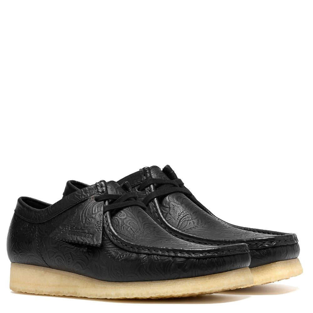 Clarks Men's Wallabee in Black Leather Embossed - Getoutside Shoes