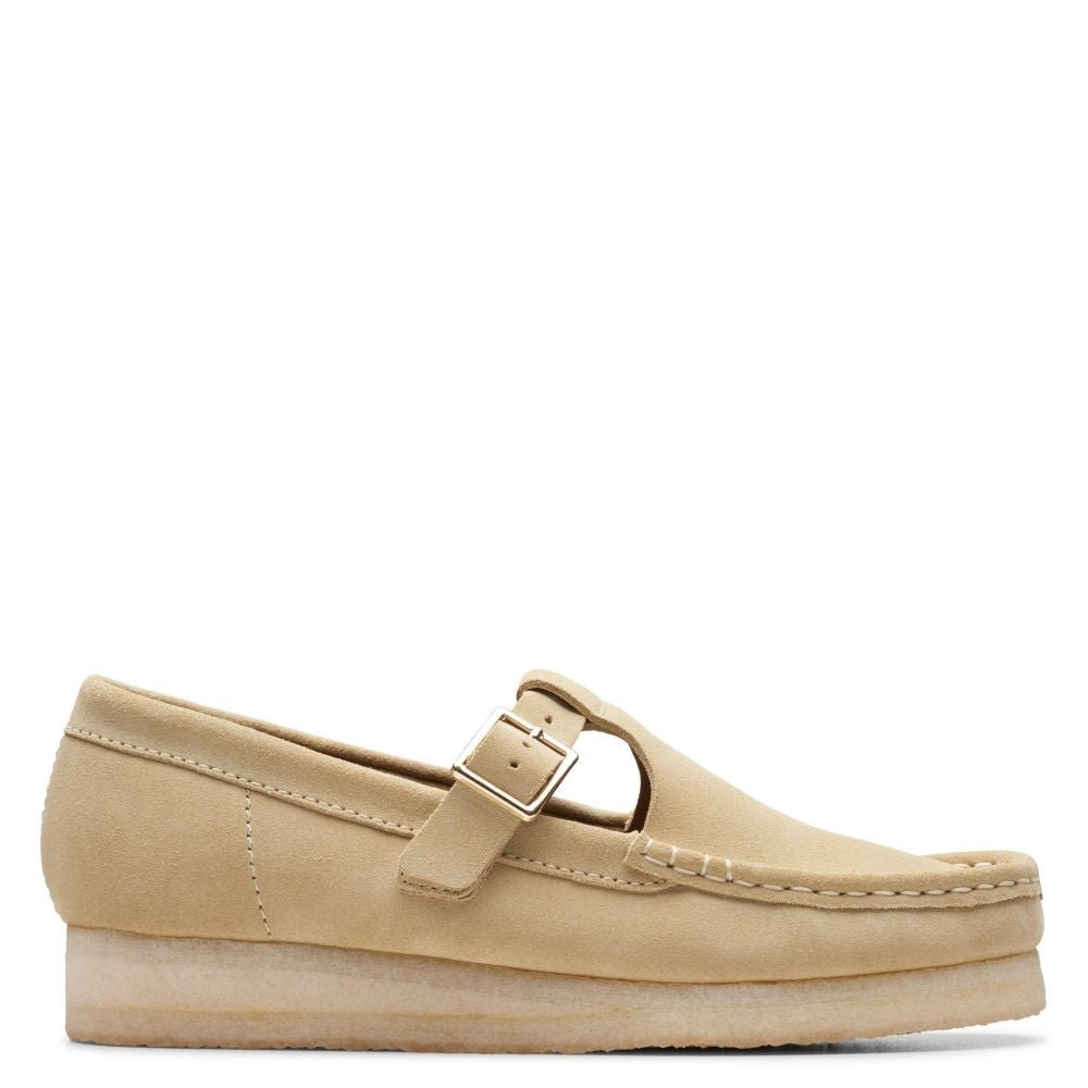 Clarks Women's Wallabee T-Bar in Maple Suede - Getoutside Shoes