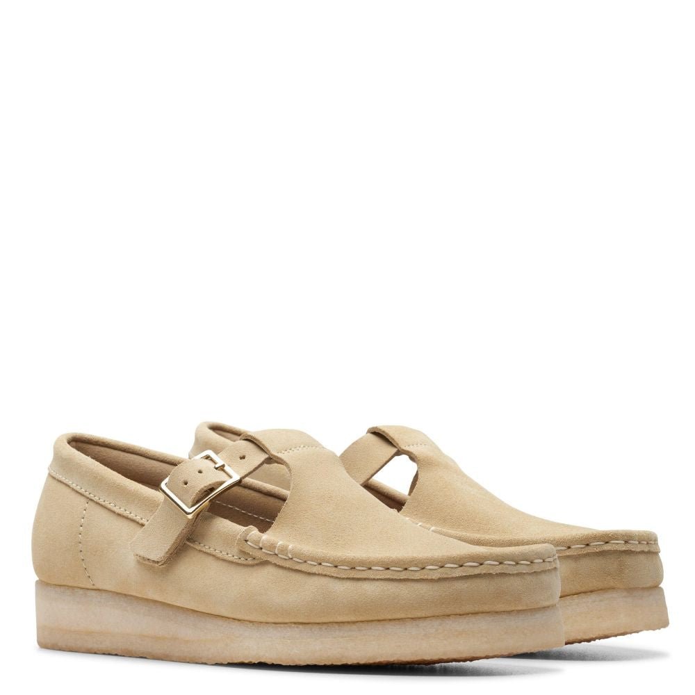 Clarks Women's Wallabee T-Bar in Maple Suede - Getoutside Shoes