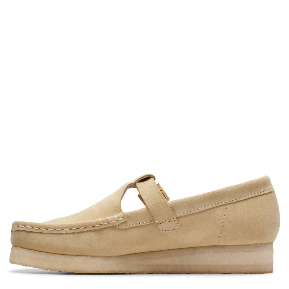 Clarks Women's Wallabee T-Bar in Maple Suede - Getoutside Shoes