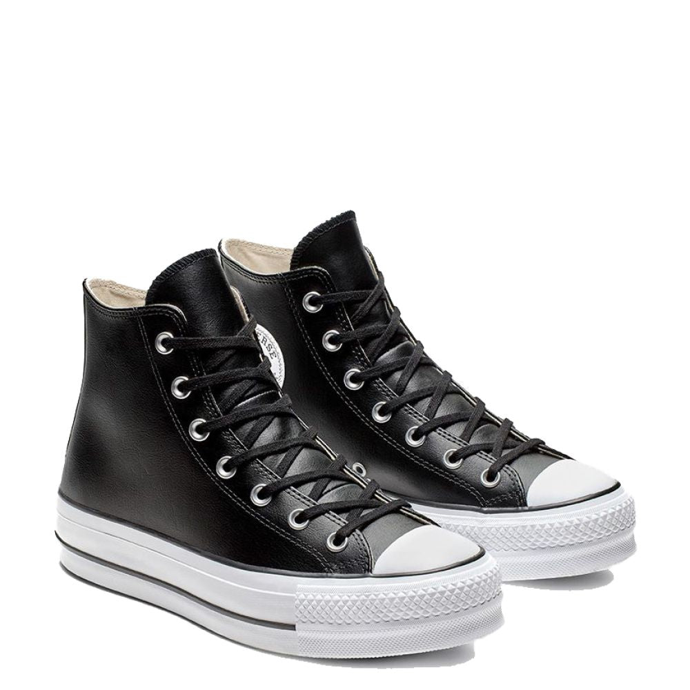 Converse Women's Chuck Taylor All Star Lift Leather High in Black/White ...