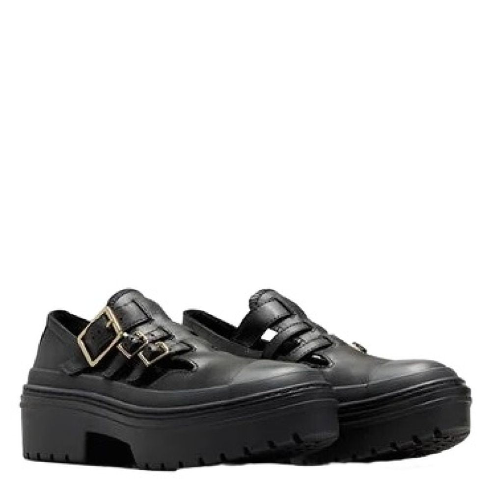Converse Women's Chuck Taylor All Star Lugged Heel Mary Jane Platform in Black/Black/Gold