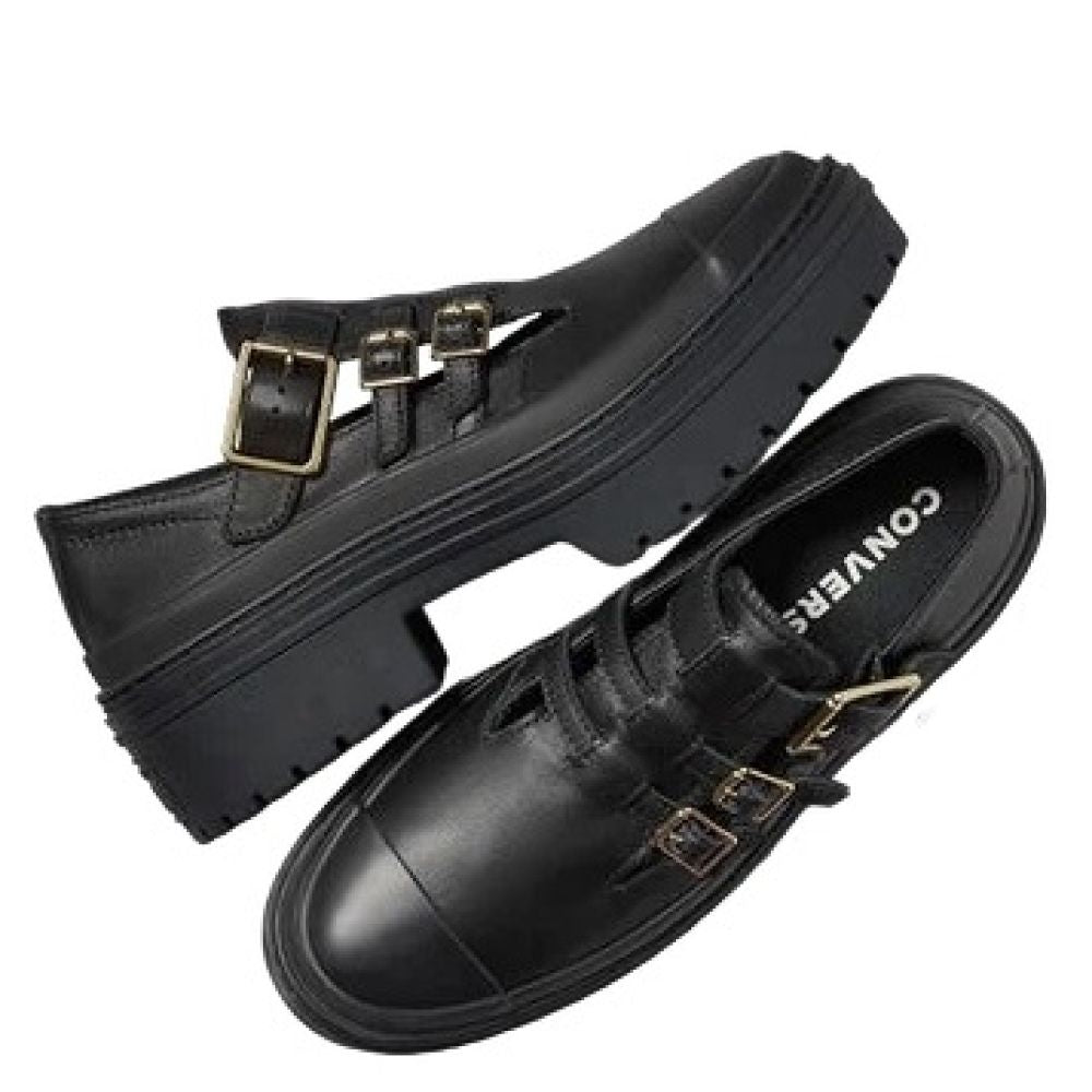 Converse Women's Chuck Taylor All Star Lugged Heel Mary Jane Platform in Black/Black/Gold