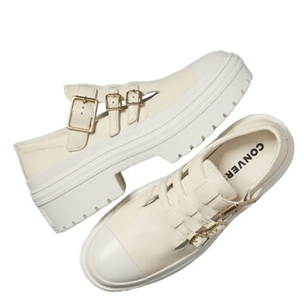 Converse Women's Chuck Taylor All Star Lugged Heel Mary Jane Platform in Egret/Egret/Gold