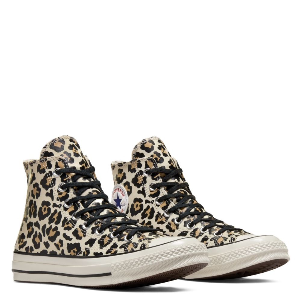 Converse Chuck 70 High Top Glow-In-The-Dark Leopard Print in Egret/Light Fawn/Black