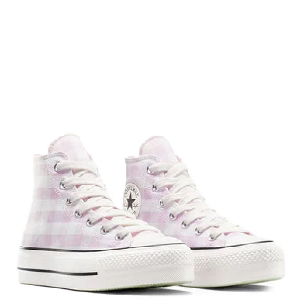 Converse Women&#39;s Chuck Taylor All Star Lift Platform High Gingham in Vintage White/Summit Pink