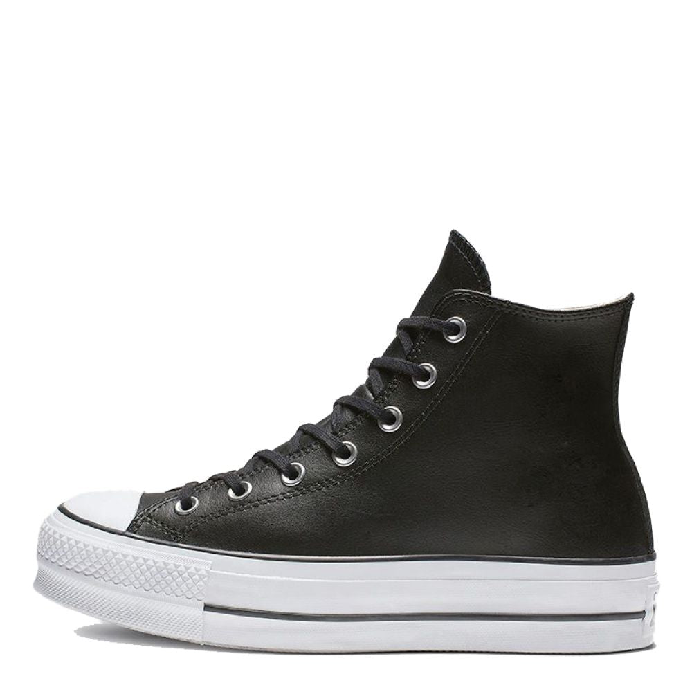 Converse Women's Chuck Taylor All Star Lift Leather High in Black/White - Getoutside Shoes