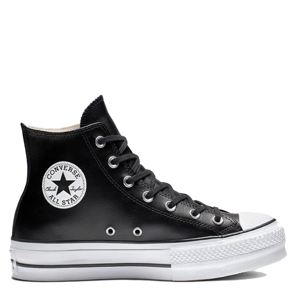 Converse Women's Chuck Taylor All Star Lift Leather High in Black/White - Getoutside Shoes