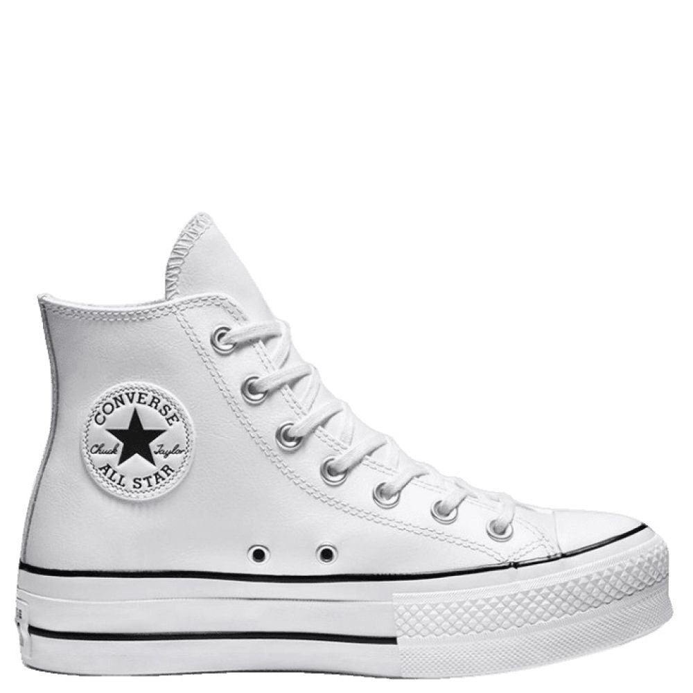 Converse Women's Chuck Taylor All Star Lift Leather High in White/Black/White - Getoutside Shoes