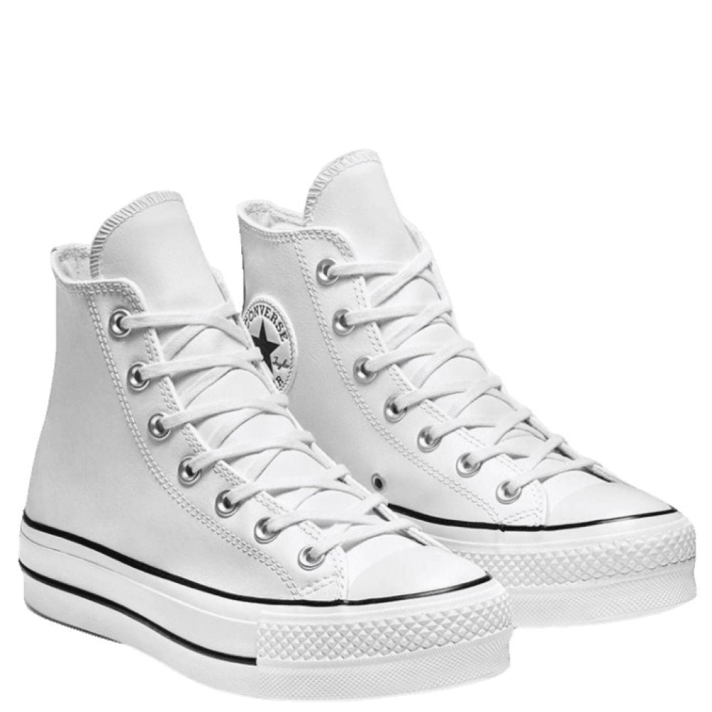 Converse Women's Chuck Taylor All Star Lift Leather High in White/Black/White - Getoutside Shoes