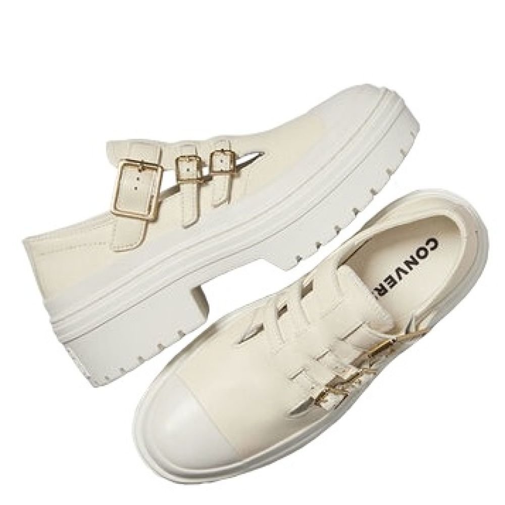Converse Women's Chuck Taylor All Star Lugged Heel Mary Jane Platform in Egret/Egret/Gold - Getoutside Shoes
