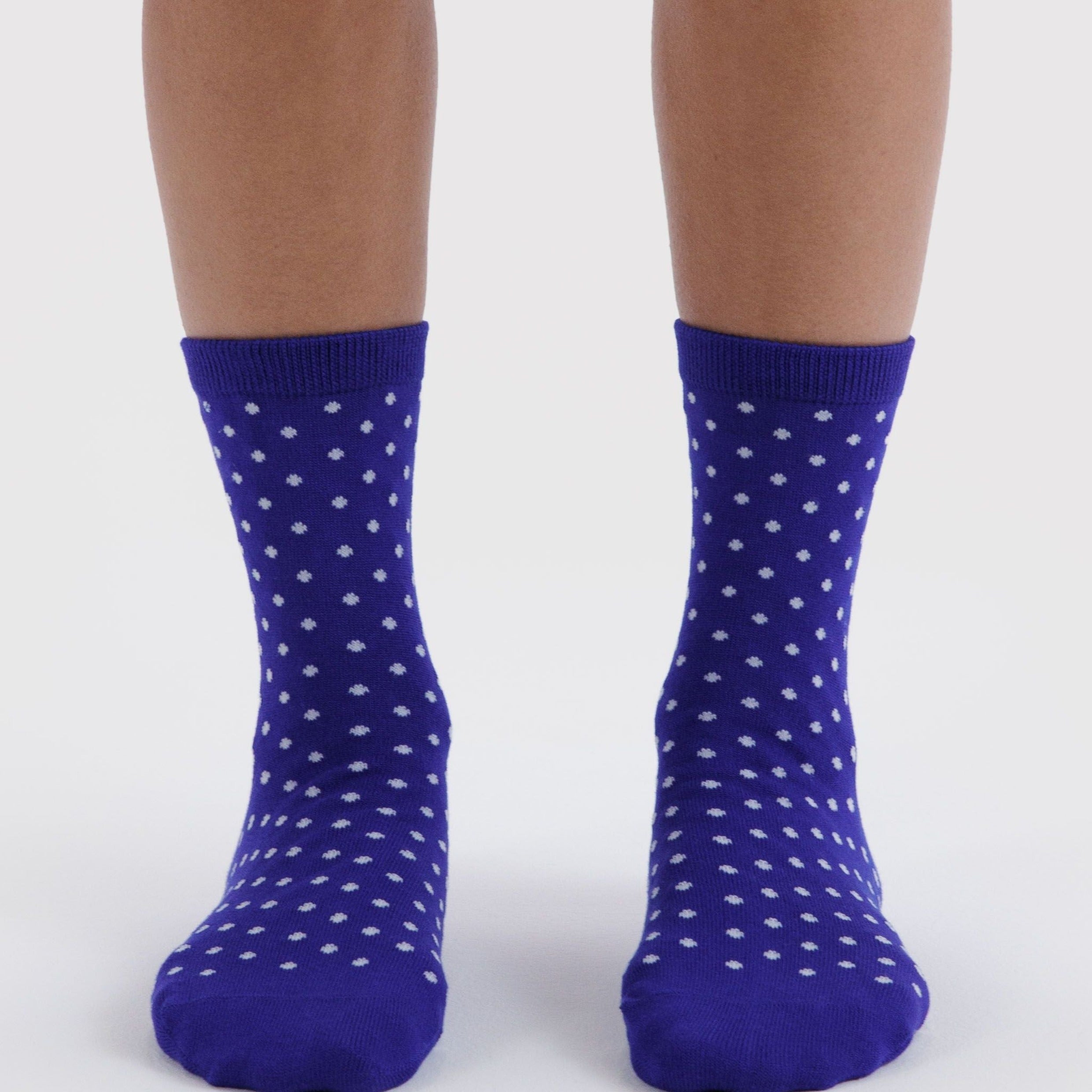 Baggu Crew Sock in Micro Blue and White Polka Dot