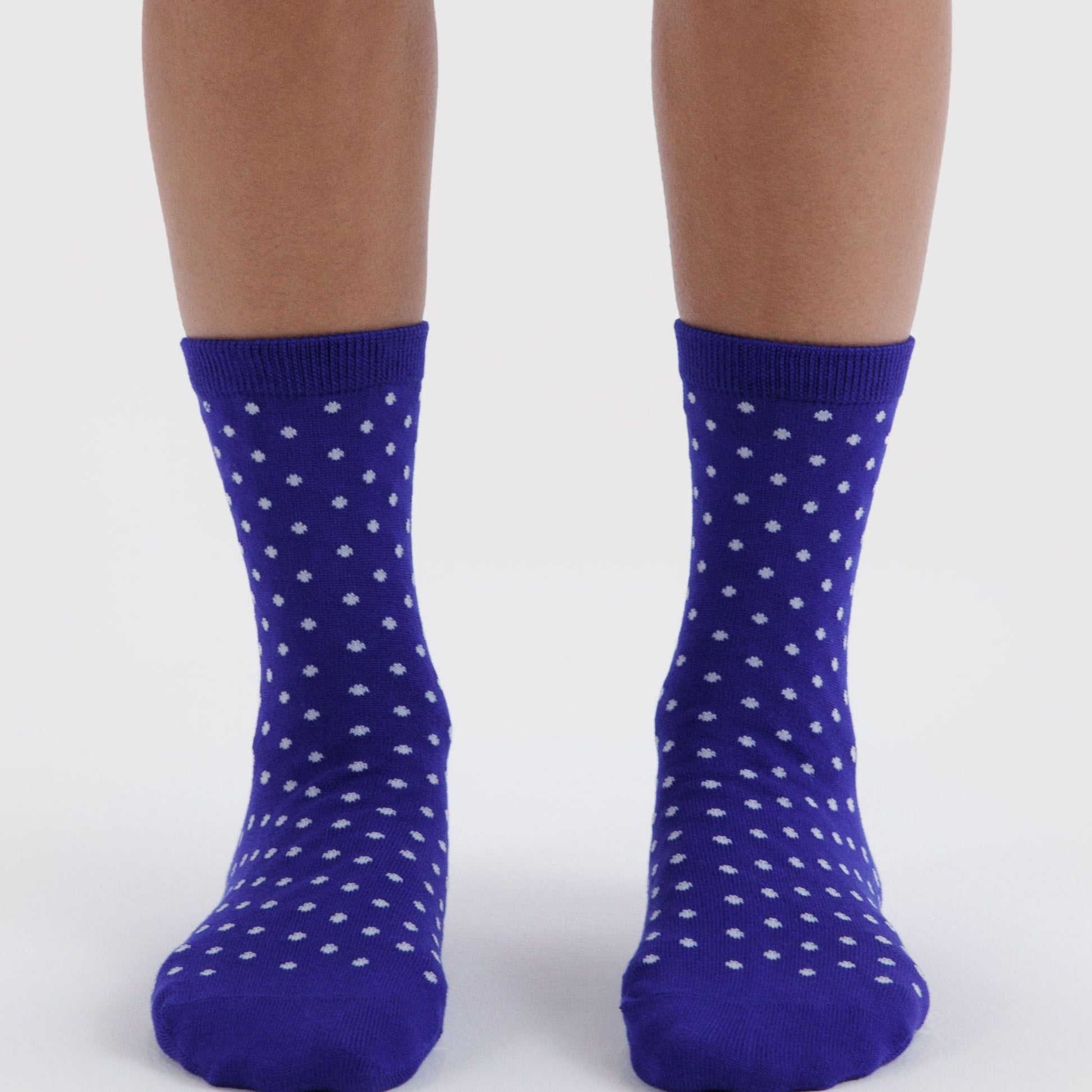 Baggu Crew Sock in Micro Blue and White Polka Dot