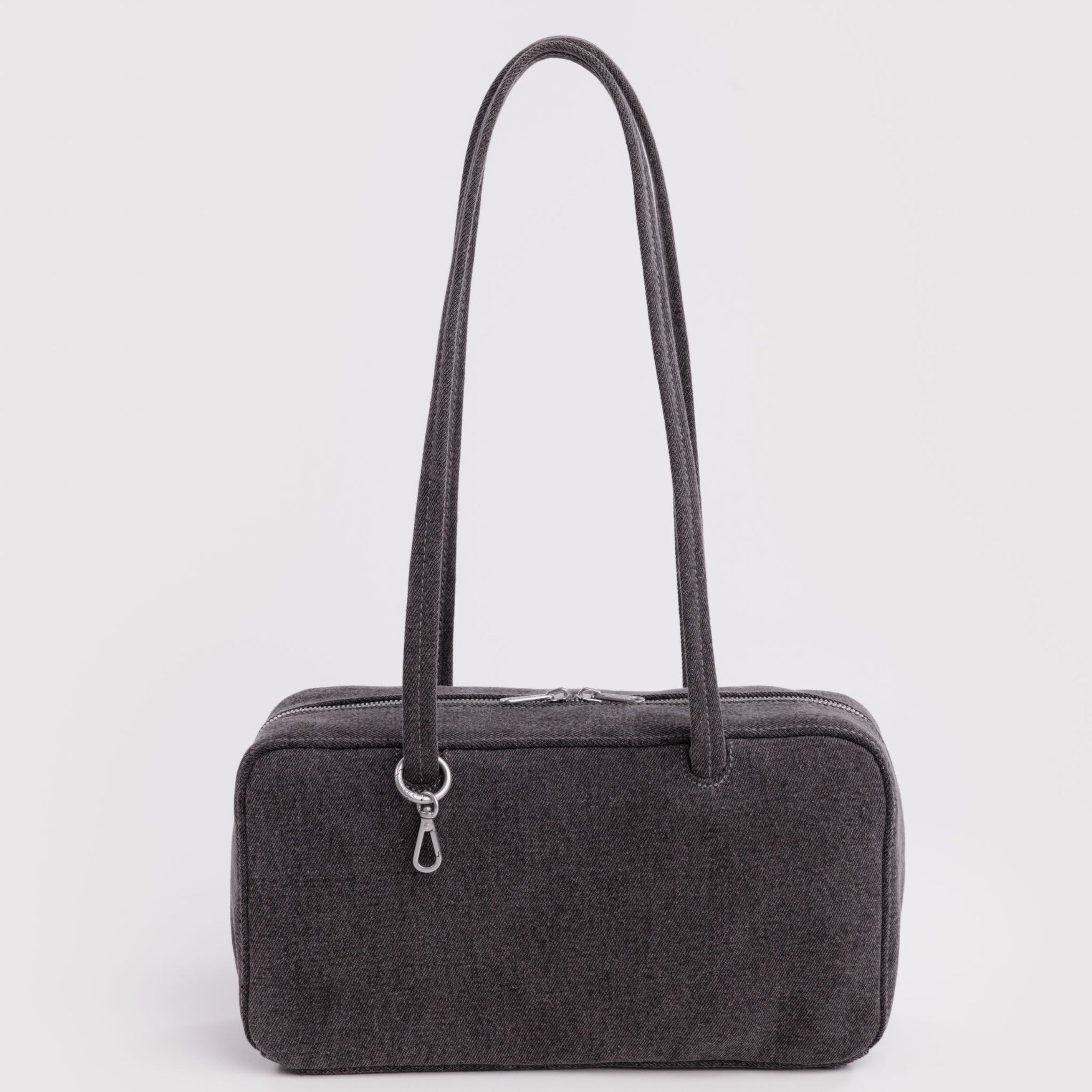 Baggu Denim Bowler Bag in Washed Black Denim