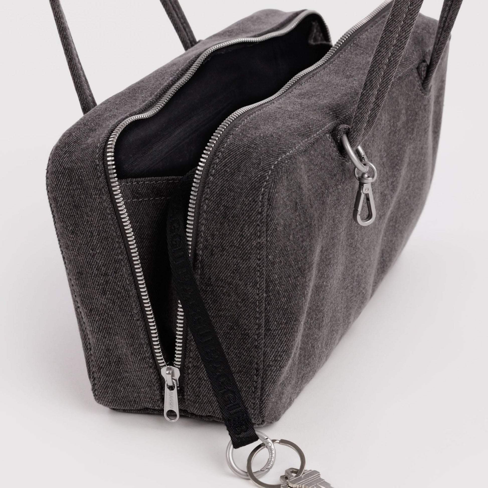 Baggu Denim Bowler Bag in Washed Black Denim