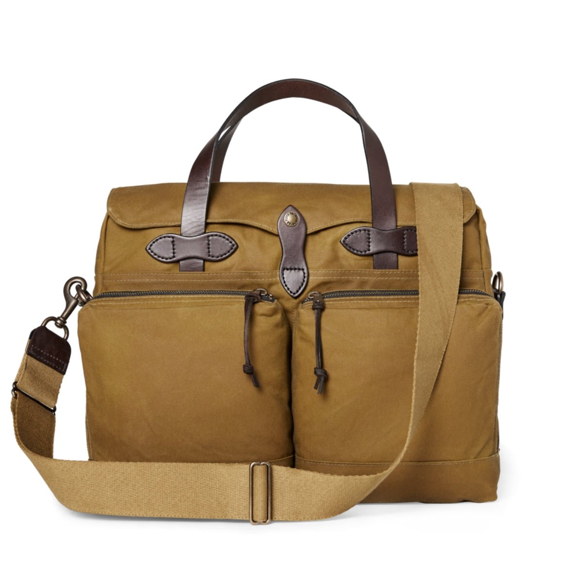 Filson 24 Hour Tin Cloth Briefcase in Dark Tan - Getoutside Shoes