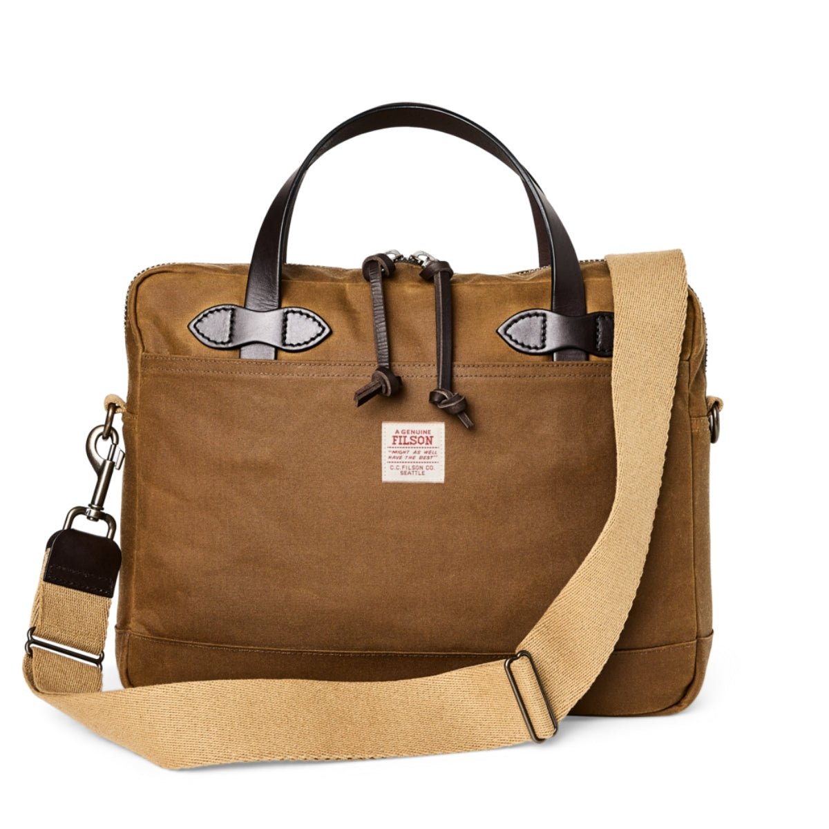 Filson Tin Cloth Compact Briefcase in Dark Tan - Getoutside Shoes
