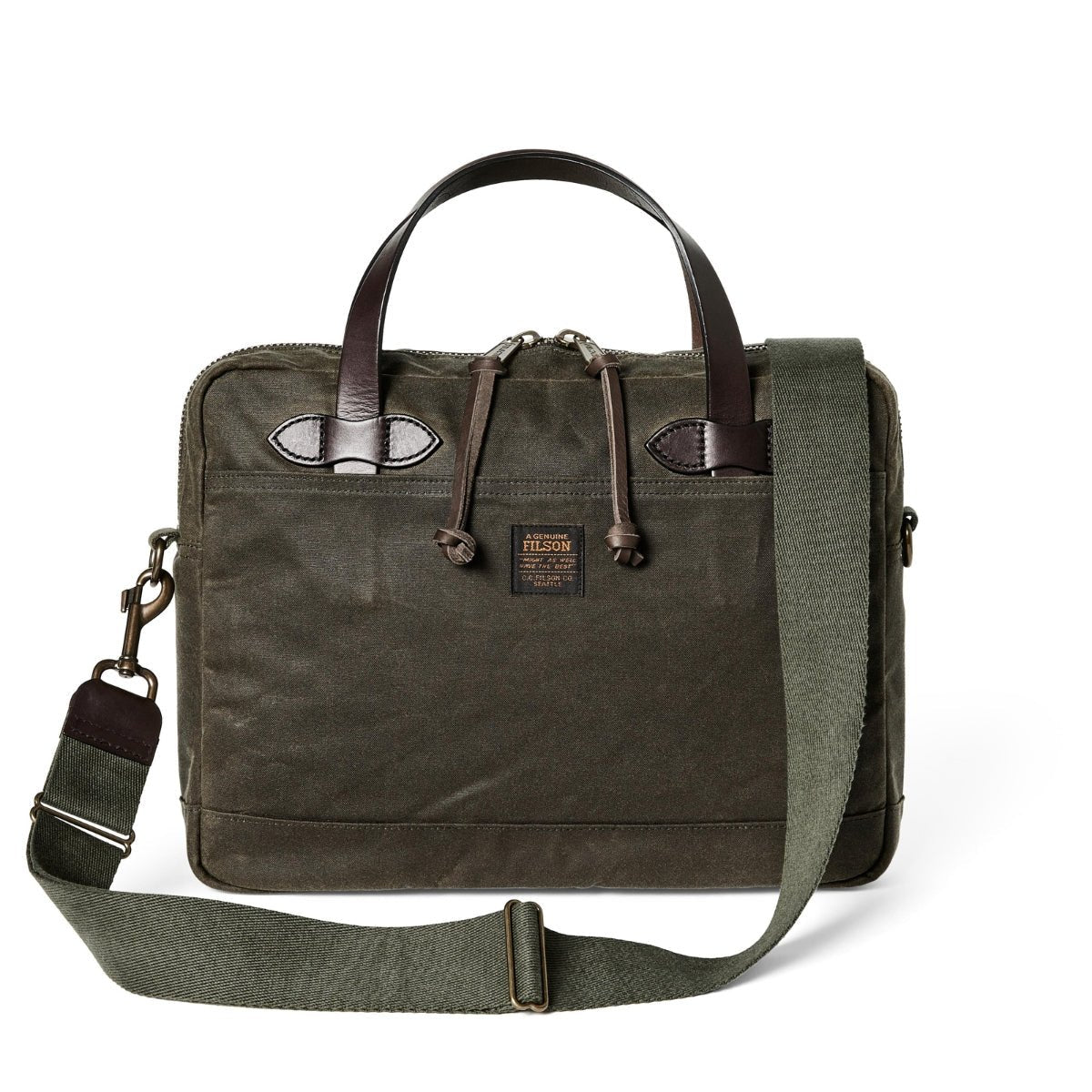 Filson Tin Cloth Compact Briefcase in Ottergreen - Getoutside Shoes