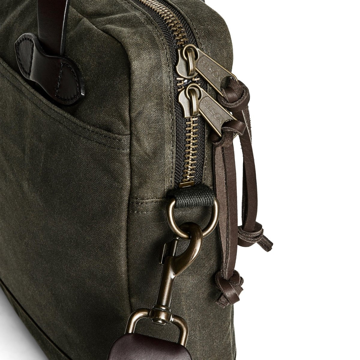 Filson Tin Cloth Compact Briefcase in Ottergreen - Getoutside Shoes