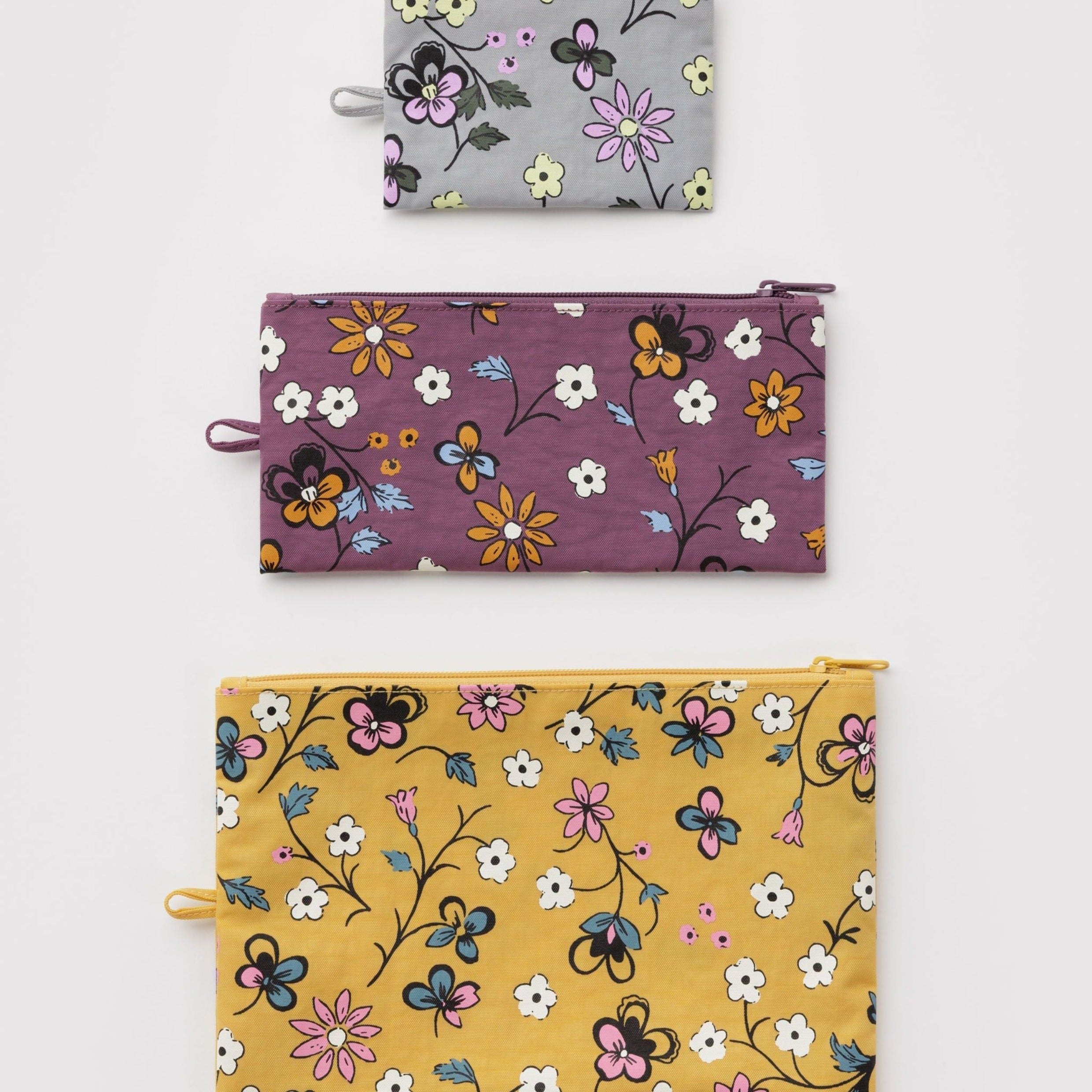 Baggu Flat Pouch Set in Wildwood Mix