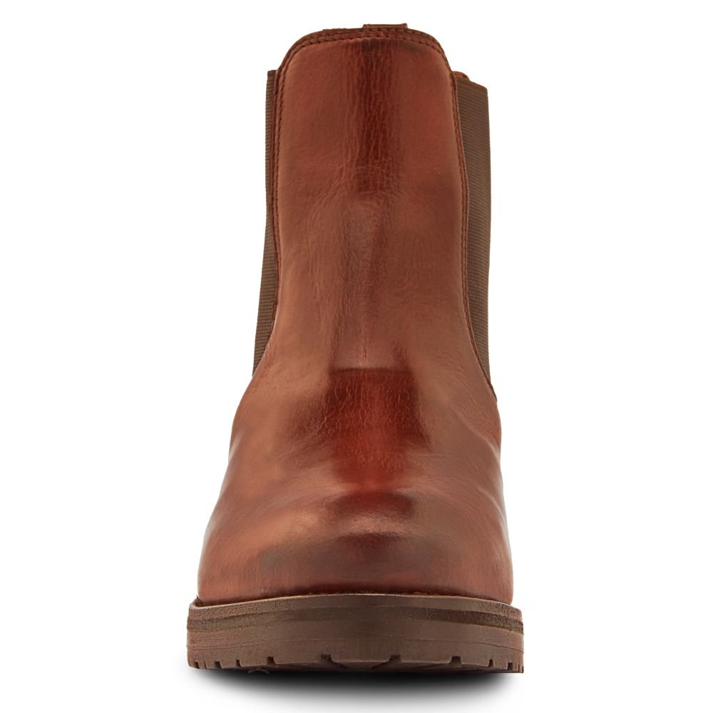 Frye Women's Melissa Double Sole Chelsea in Cognac/Vintage Pull Up Leather - Getoutside Shoes
