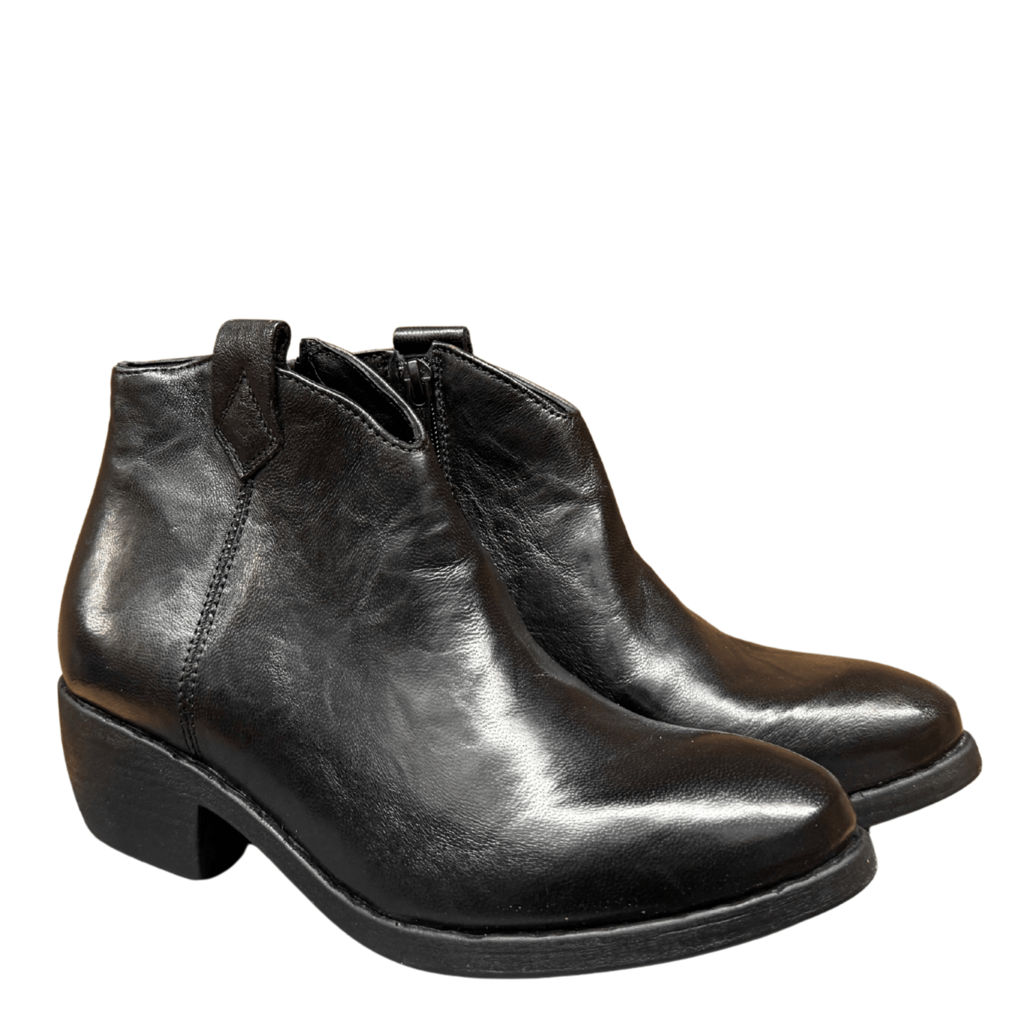 Getoutside Women's Ankle Heeled Boot in Black Leather - Getoutside Shoes