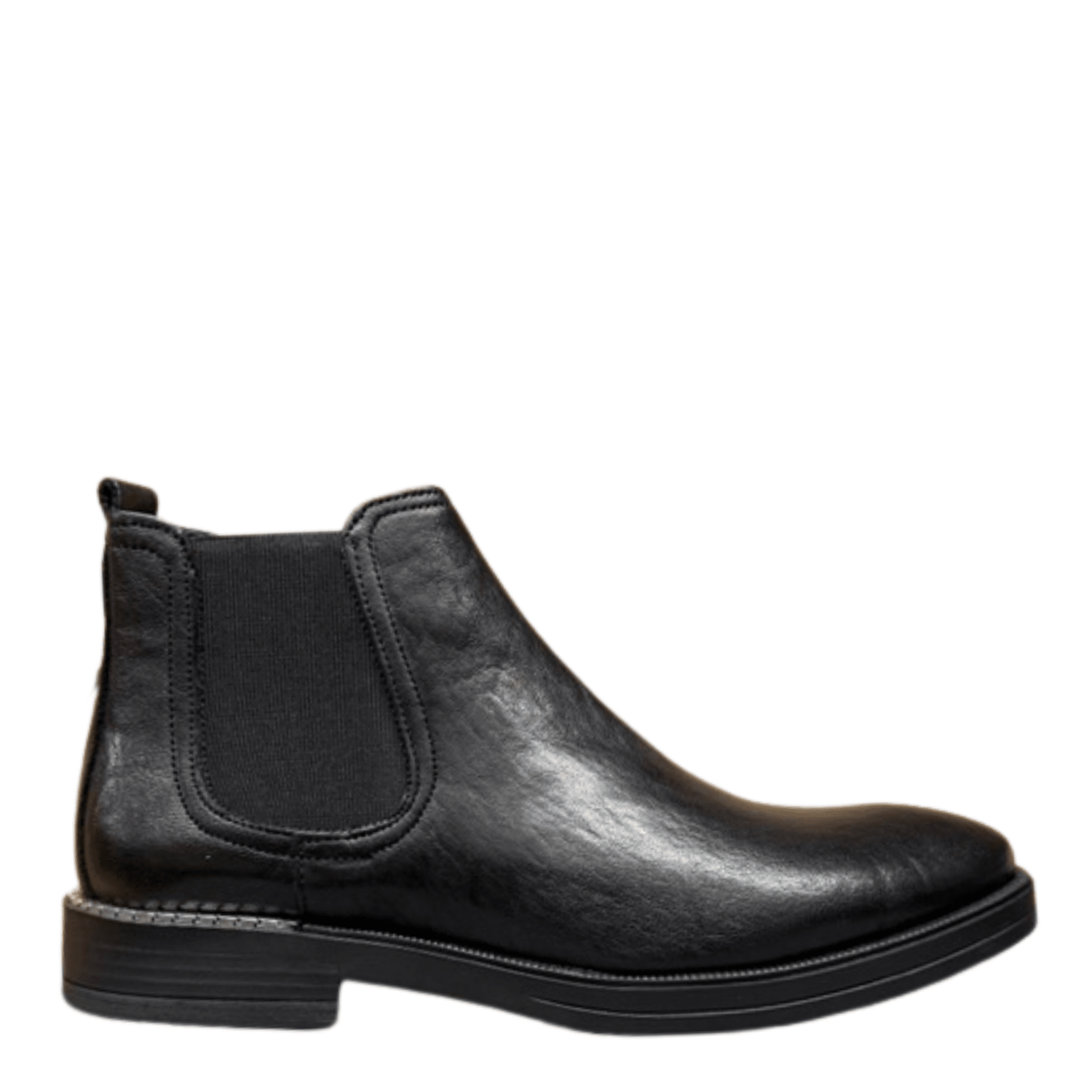 Getoutside Women's Chelsea Boot in Black Leather with Silver Heel Accent - Getoutside Shoes