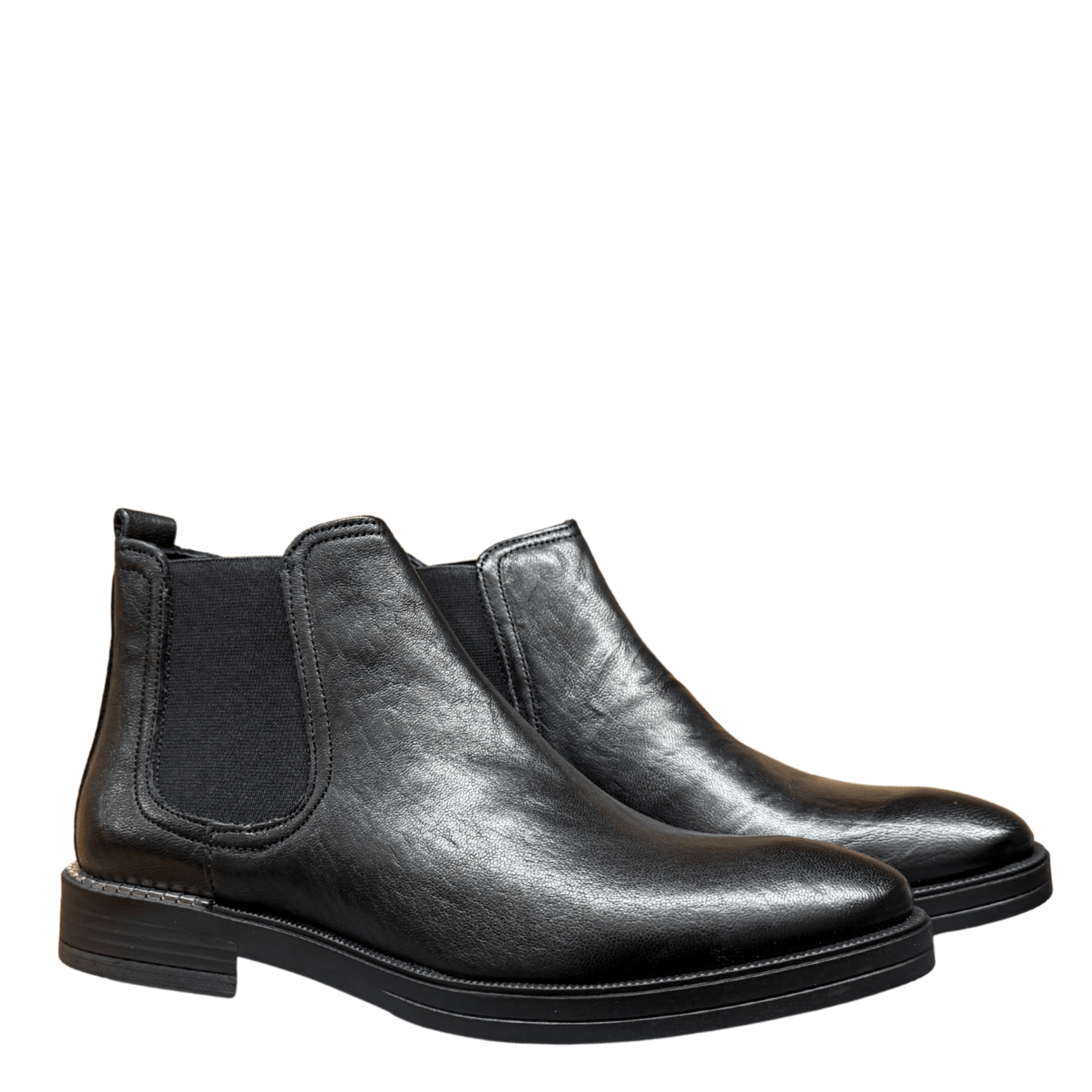 Getoutside Women's Chelsea Boot in Black Leather with Silver Heel Accent - Getoutside Shoes
