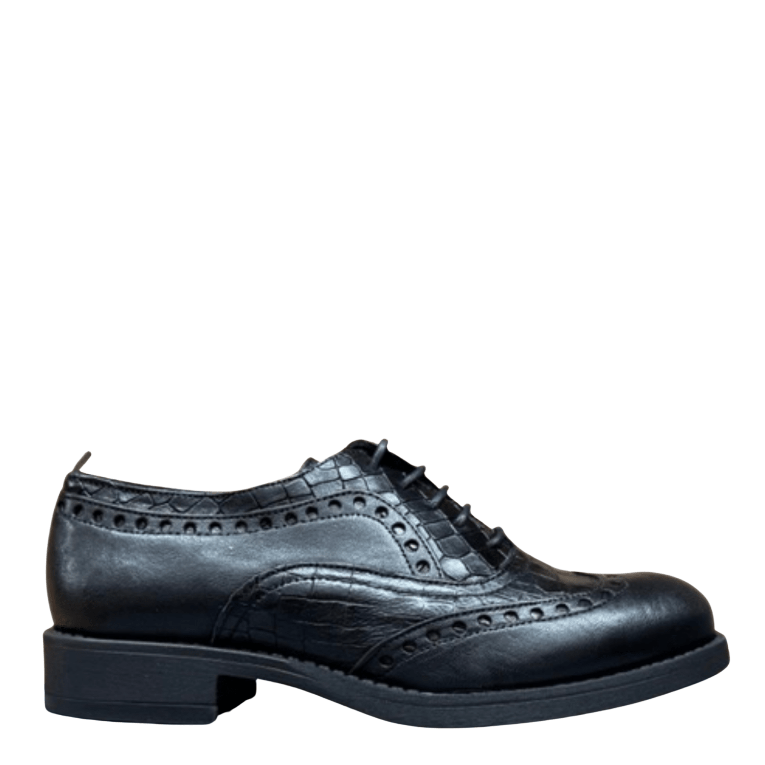 Getoutside Women's Oxford Shoes in Black/Croc Detail - Getoutside Shoes