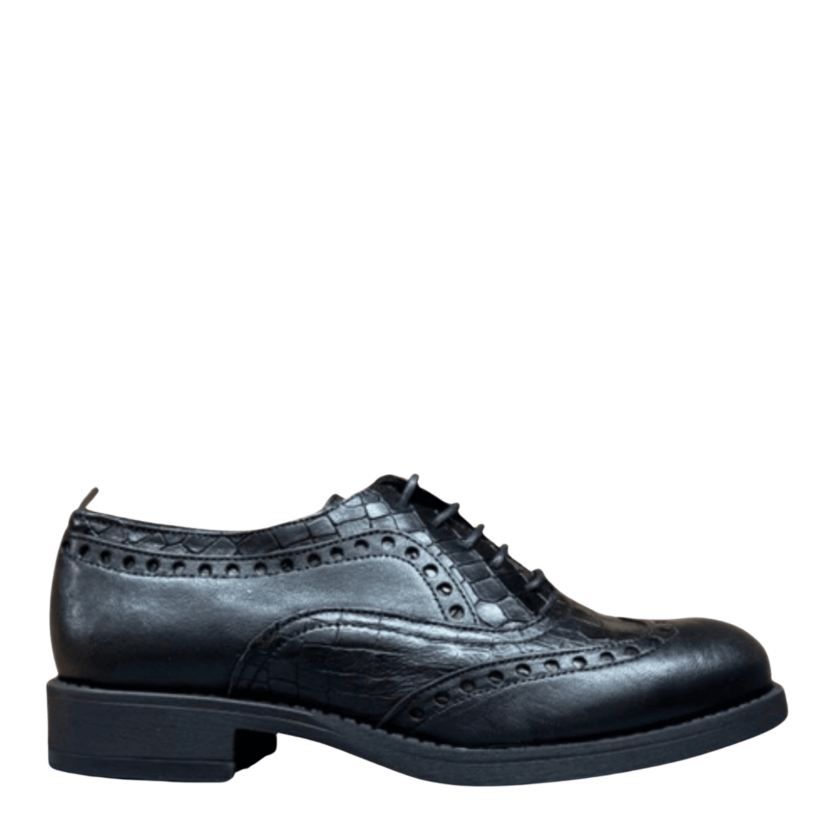 Getoutside Women's Oxford Shoes in Black/Croc Detail - Getoutside Shoes