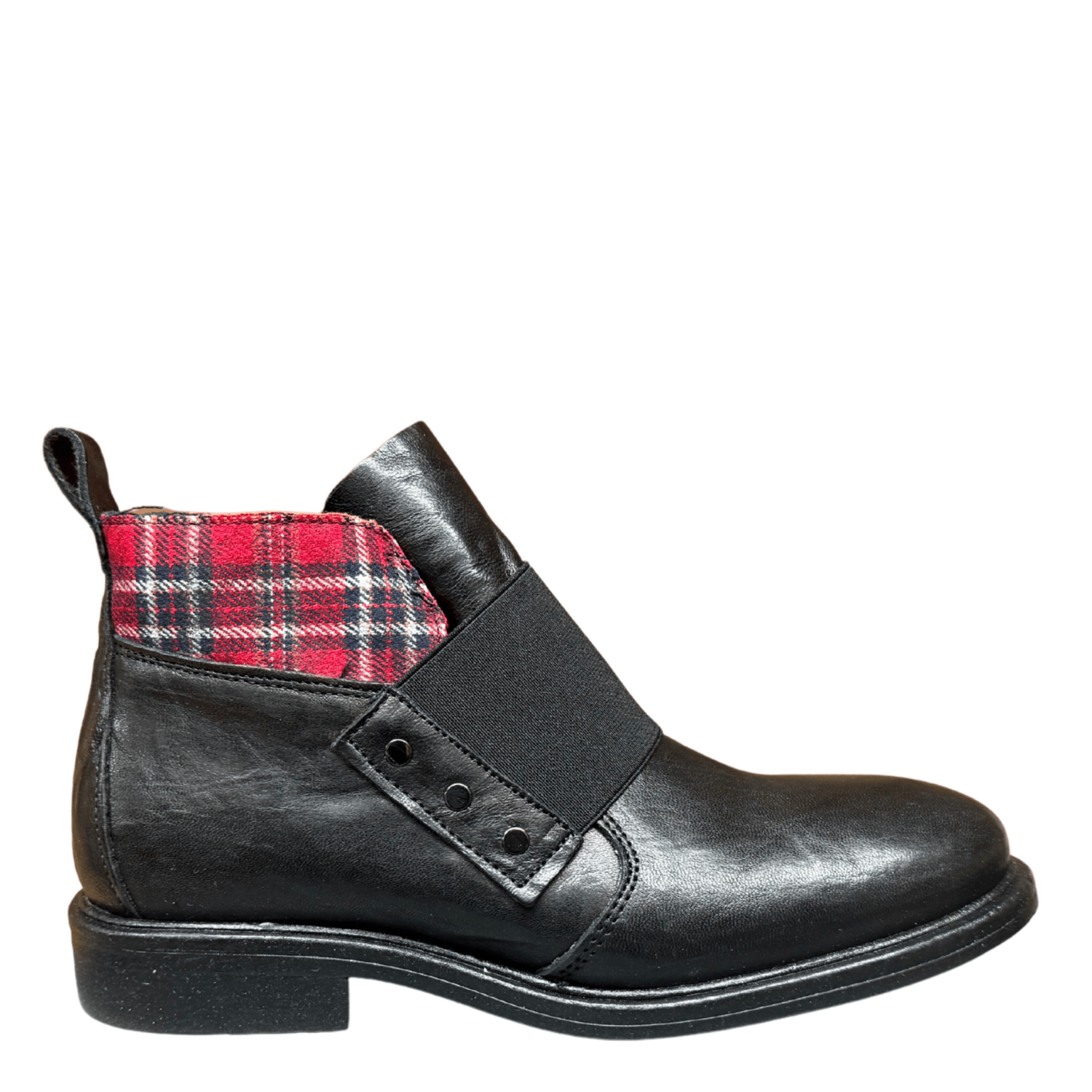 Getoutside Women's Tartan Ankle Boot in Black/Red - Getoutside Shoes