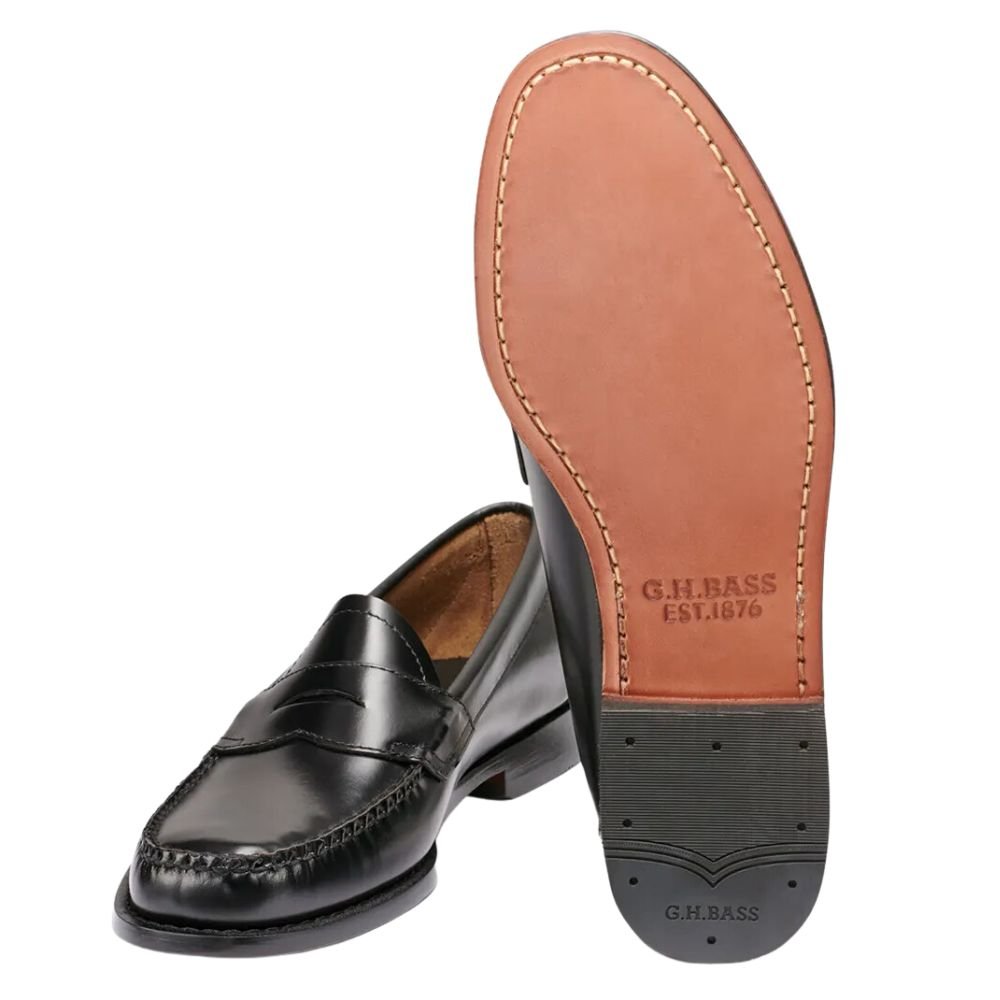 G.H Bass Men's 1936 Logan Flat Strap Weejuns Loafer in Black - Getoutside Shoes