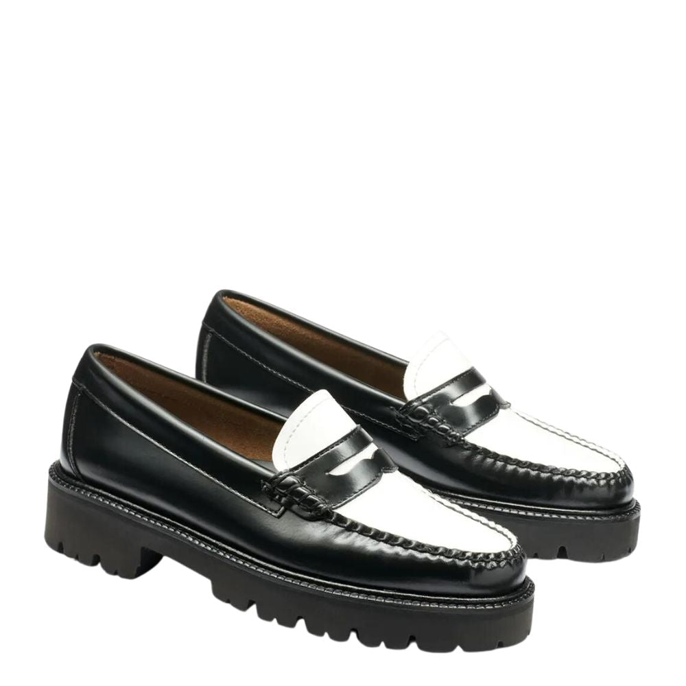 G.H. Bass Women's Whitney Super Lug Weejuns Loafer in Black/White - Getoutside Shoes