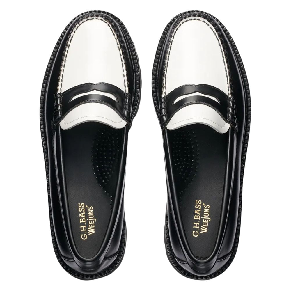G.H. Bass Women's Whitney Super Lug Weejuns Loafer in Black/White - Getoutside Shoes