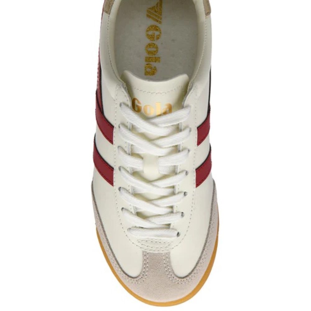 Gola Classics Women's Torpedo Leather in Off White/Deep Red/Gold