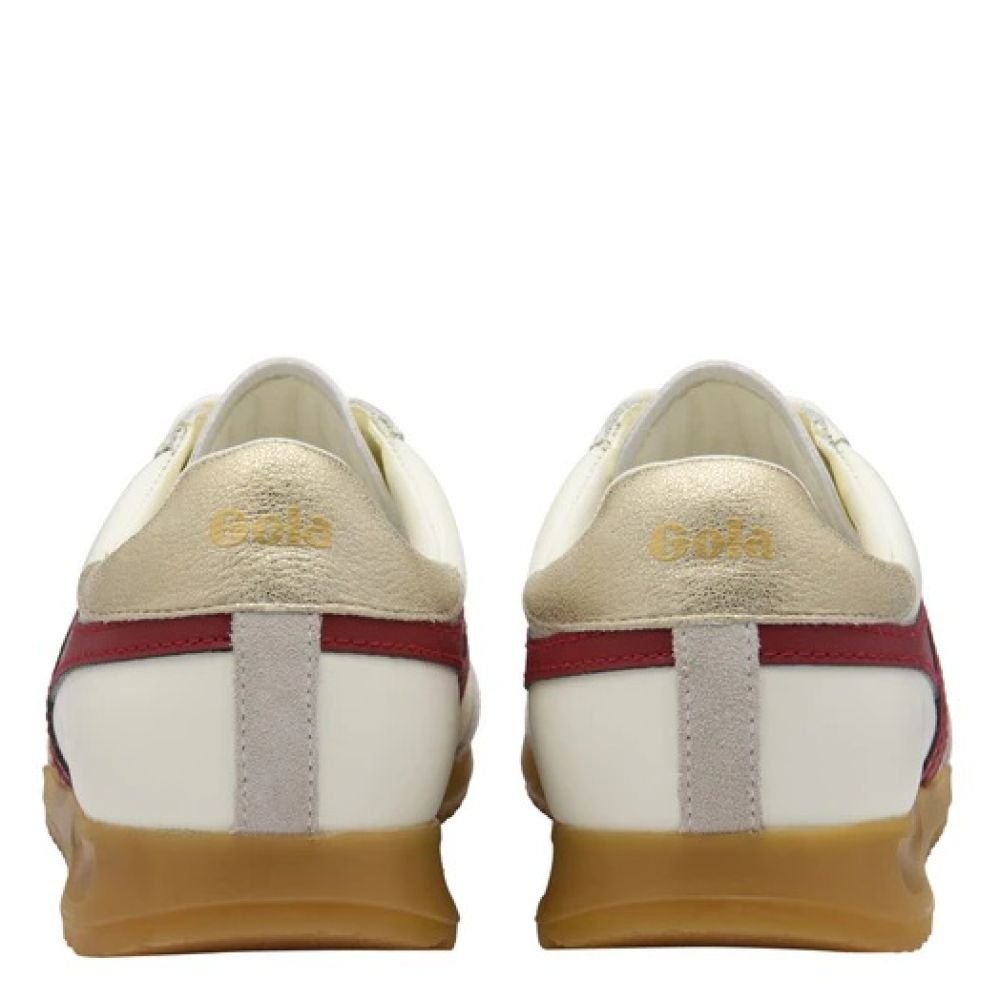 Gola Classics Women's Torpedo Leather in Off White/Deep Red/Gold - Getoutside Shoes