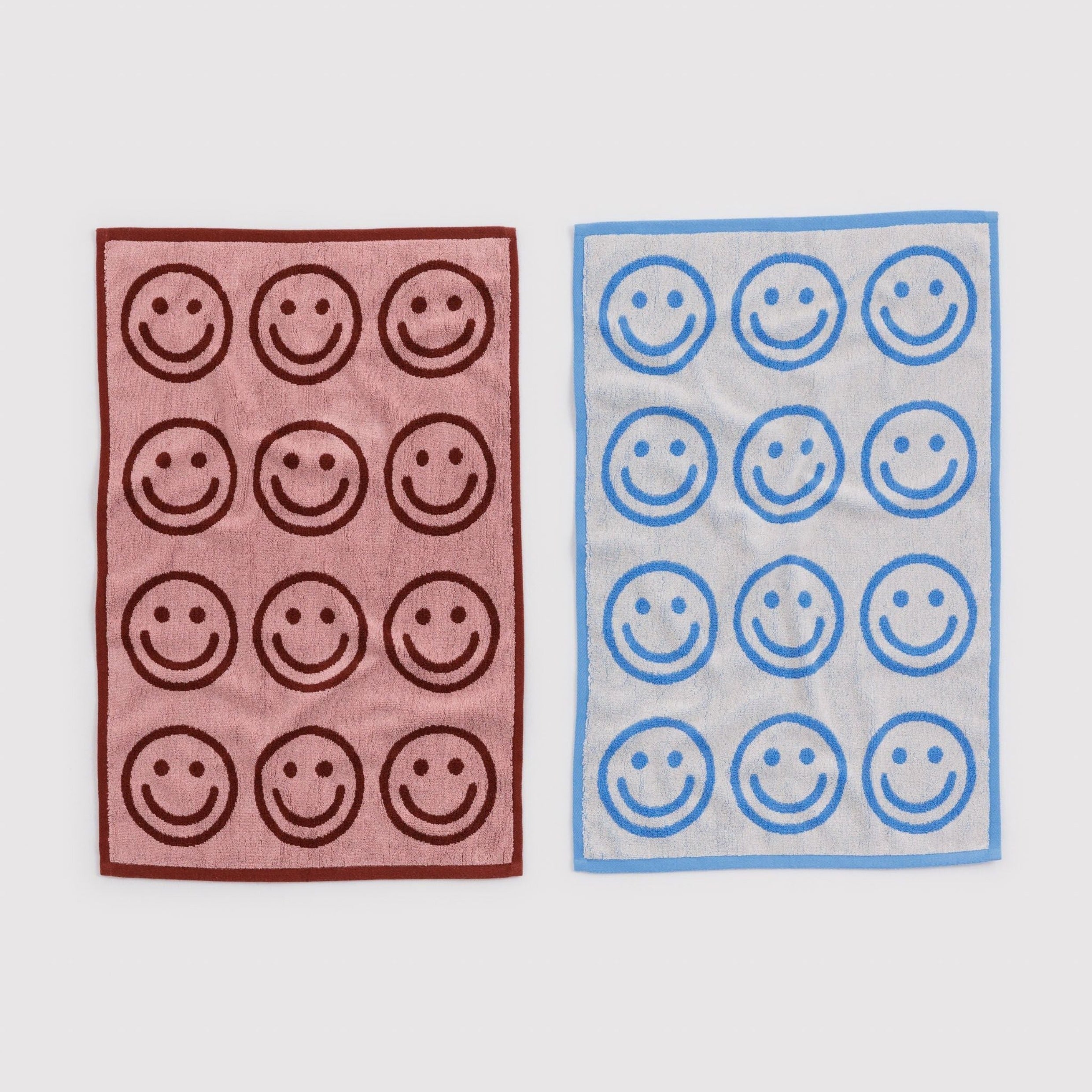 Baggu Hand Towel Set of 2 in Sky Blue and Blush Happy